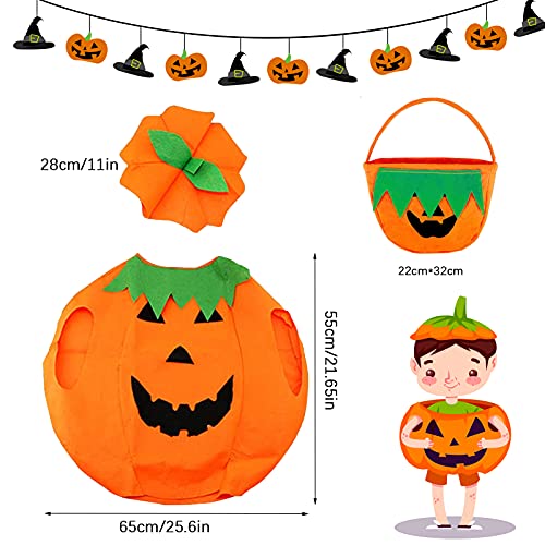 JIASHA Disfraz de Calabaza, Disfraz de Calabaza de Halloween Con Sombrero de calabaza, Bolsa de calabaza Halloween Ropa de Fiesta, Para Decoración de cosplay de fiesta de Halloween