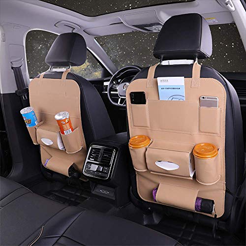 JNMDLAKO Organizador de Coche con múltiples Bolsillos Fundas traseras de Asiento de Coche de Servicio Pesado Protector de tapicería de Asiento de Coche Impermeable Universal - Paquete de 2