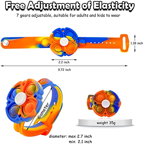 johgee Fidget Pulseras Juguete 360 ​​Spin Descompresión Burbuja Pulsera Dedo Pulsera Juguete Push Pop Stress Reliever Pulsera de Silicona para niños y Adultos (Rojo Azul Colorido)