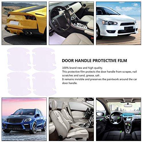 JohnJohnsen 4 Hojas Adhensive Handle Door Door Scratches Film Guard Shakes Protector Invisible Durable y Transparente (Blanco)