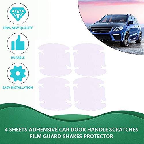 JohnJohnsen 4 Hojas Adhensive Handle Door Door Scratches Film Guard Shakes Protector Invisible Durable y Transparente (Blanco)