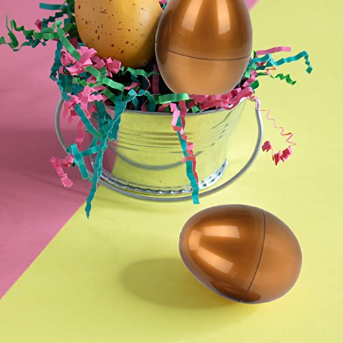 jojofuny 12 Unids Huevos de Oro de Pascua Huevos de Oro Rellenos de Plástico Cesta de Pascua Cesta de Pascua Huevos para Sorpresa de Regalo de Caramelo Chocolate DIY Suministros de Fiesta