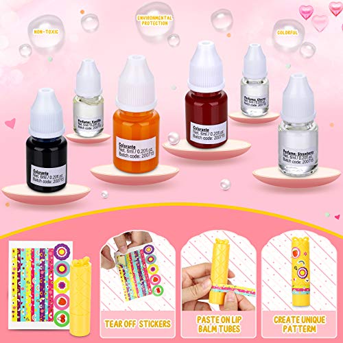 Jojoin Kit de Maquillaje para Niño, Pintalabios Niñas, Kit Haz Tu Propio Bálsamo Labial con 3 Aromas Frutales, Bálsamo Labial de Bricolaje Total 23 Accesorios, Regalos para Niñas 3+ Años