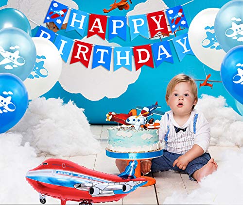 Jollyboom Decoraciones para Fiestas de Aviones El Tiempo Vuela Suministros para Fiestas de cumpleaños Avión y Nubes Vintage Guirnalda de pancartas para Hombres Adultos o Baby Shower