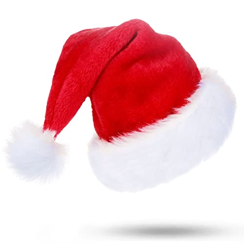 Jonami Gorro de Papa Noel, Gorros Navideño y Sombreros de Santa Claus Tradicionales Rojos y Blanco. Accesorios de Navidad para Regalos de Festividad