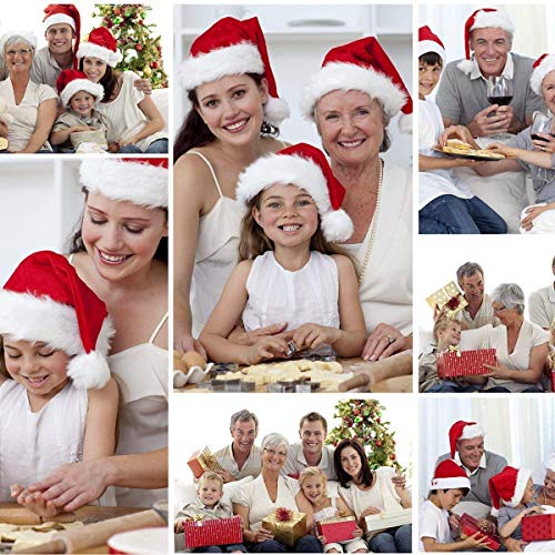 Jonami Gorro de Papa Noel, Gorros Navideño y Sombreros de Santa Claus Tradicionales Rojos y Blanco. Accesorios de Navidad para Regalos de Festividad