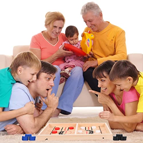 JORAKI Juego de Mesa de Hockey, Juego de Air Hockey para Mesa, Portatil Fast Sling Puck Juegos, Juegos de Mesa de Madera Juguete de Tablero de Catapulta Juegos de Mesa Interactivos para Niños Familia