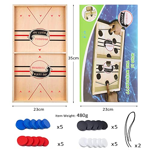 JORAKI Juego de Mesa de Hockey, Juego de Air Hockey para Mesa, Portatil Fast Sling Puck Juegos, Juegos de Mesa de Madera Juguete de Tablero de Catapulta Juegos de Mesa Interactivos para Niños Familia