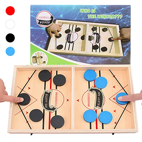 JORAKI Juego de Mesa de Hockey, Juego de Air Hockey para Mesa, Portatil Fast Sling Puck Juegos, Juegos de Mesa de Madera Juguete de Tablero de Catapulta Juegos de Mesa Interactivos para Niños Familia