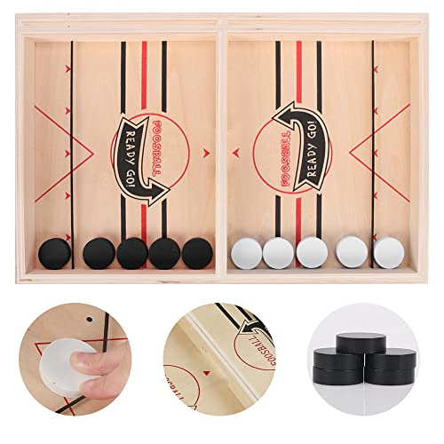 JORAKI Juego de Mesa de Hockey, Juego de Air Hockey para Mesa, Portatil Fast Sling Puck Juegos, Juegos de Mesa de Madera Juguete de Tablero de Catapulta Juegos de Mesa Interactivos para Niños Familia