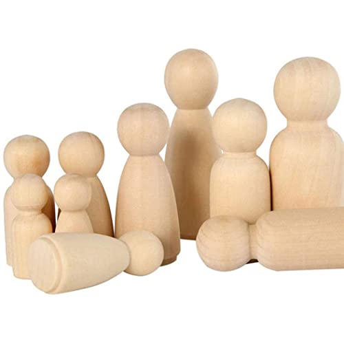 Jorzer Muñecas de Clavija de Madera inacabada en Blanco DIY Ãngel de Madera pequeña muñeca de Madera Decoraciones de Personas de Madera Natural para niños Talla 50pcs Muebles de casa de muñecas