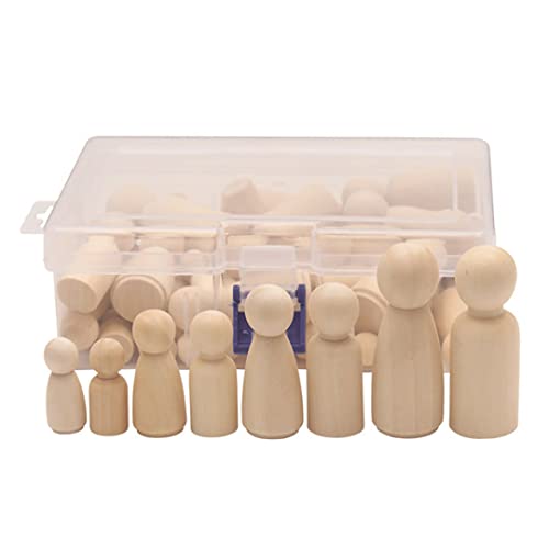 Jorzer Muñecas de Clavija de Madera inacabada en Blanco DIY Ãngel de Madera pequeña muñeca de Madera Decoraciones de Personas de Madera Natural para niños Talla 50pcs Muebles de casa de muñecas