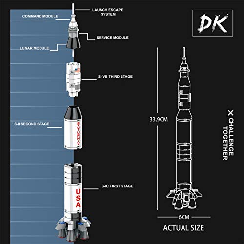 JOYFLY 425 piezas de construcción para cohete espacial Apollo Project Lunar Saturn V Carrier Rocket compatible con Lego