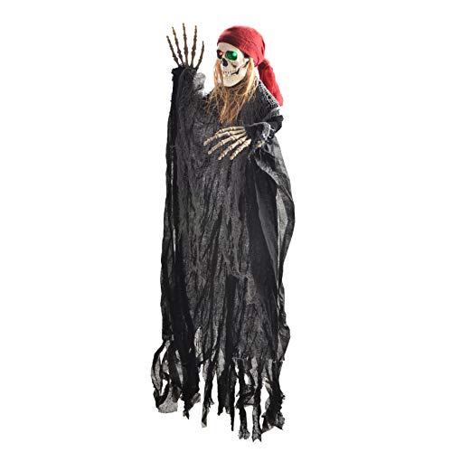 JOYIN Dos Decoraciones de Fantasmas Colgantes de 101 cm para Halloween, Parca Voladora y Pirata, Esqueleto con Ojos Intermitentes LED