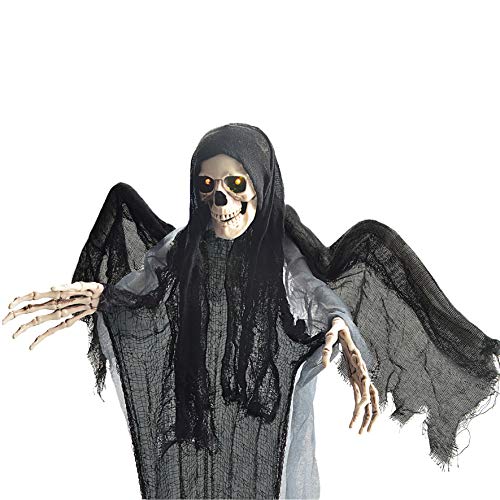 JOYIN Dos Decoraciones de Fantasmas Colgantes de 101 cm para Halloween, Parca Voladora y Pirata, Esqueleto con Ojos Intermitentes LED