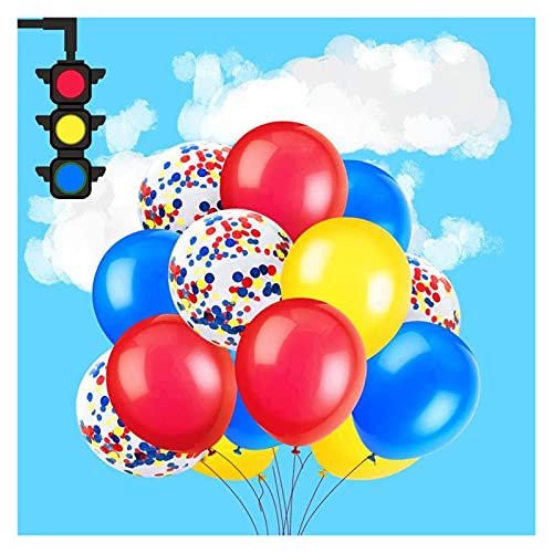 JSJJAWD Ballon Decoración de cumpleaños para niños Feliz cumpleaños Banner Cars Escuela Bus Train Fuego Truco Motocicleta Plano Globos Transporte (Color : Set)