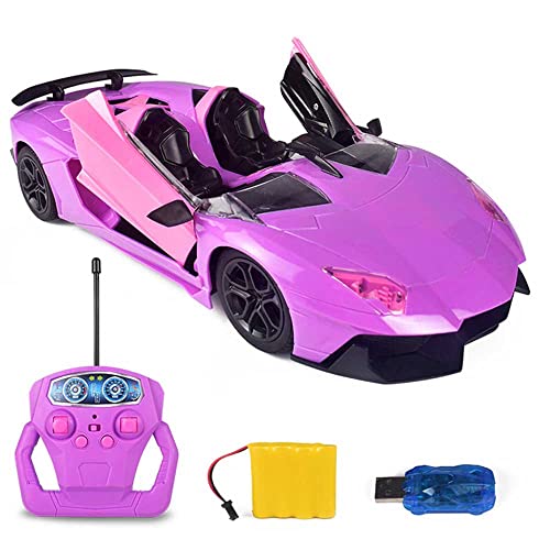 JSLCCT Coche RC Coche de control remoto de 5 vías Un botón Puerta abierta Chica Corazón Rosa Control remoto Coche deportivo 1/12 Niños Niña Coche de juguete, Carreras de alta velocidad, Camión RC Rega