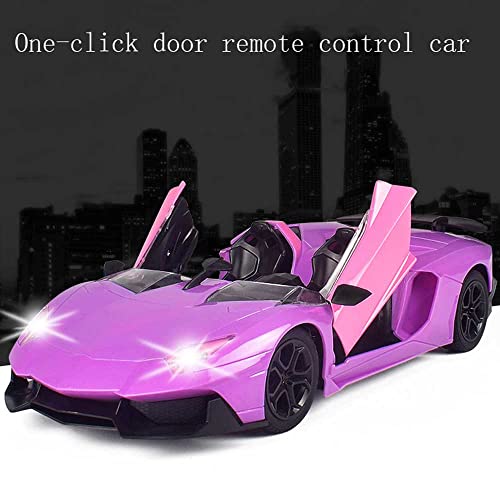 JSLCCT Coche RC Coche de control remoto de 5 vías Un botón Puerta abierta Chica Corazón Rosa Control remoto Coche deportivo 1/12 Niños Niña Coche de juguete, Carreras de alta velocidad, Camión RC Rega