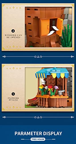 Juego Construcción Modular La Casa Del Árbol Medieval, Europa Casa Del Árbol Medieval Juego Construcción 2566 Piezas Compatible con El Castillo Medieval De LEGO