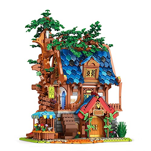 Juego Construcción Modular La Casa Del Árbol Medieval, Europa Casa Del Árbol Medieval Juego Construcción 2566 Piezas Compatible con El Castillo Medieval De LEGO