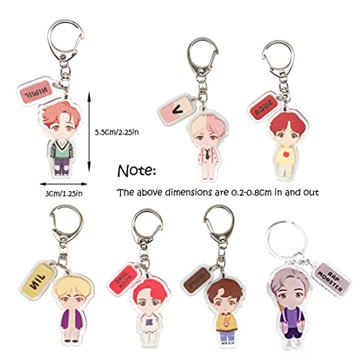 Juego de 7 Llaveros Kpop BTS, Llavero de Pvc, Llavero de Equipo de Estudiantes, DecoracióN de Mochila, Bolso de Mano, Accesorios Bonitos, Gran Accesorio Para Fanáticos Del Anime