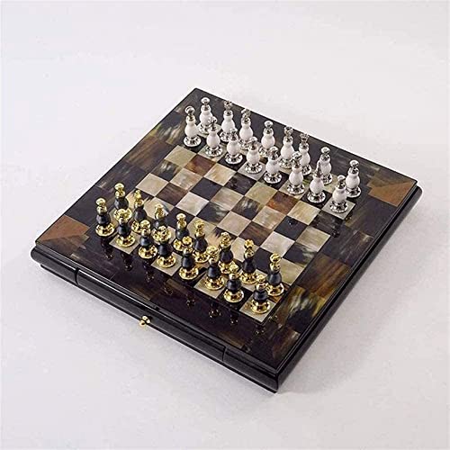 Juego de ajedrez Internacional Tablero de ajedrez International Chess Gold and Sier Pieces con Almacenamiento Juego de Juguete para Viajes al Aire Libre Interior Niños Adultos Niños