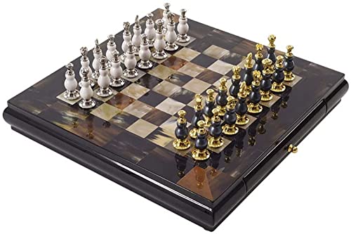 Juego de ajedrez Internacional Tablero de ajedrez International Chess Gold and Sier Pieces con Almacenamiento Juego de Juguete para Viajes al Aire Libre Interior Niños Adultos Niños