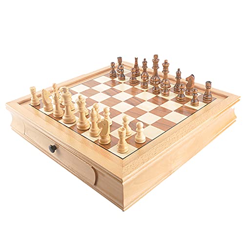 Juego De Ajedrez Magnético Madera Lujo, con Ranuras De Almacenamiento Interiores Fieltro Juego Ajedrez Profesional Juegos Mesa para Amantes Y Aprendices del Ajedrez,31*31CM