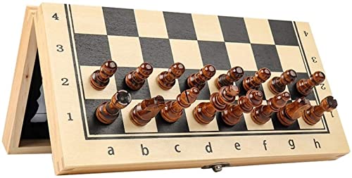 Juego de ajedrez para Adultos / Caja de Piezas de ajedrez, Piezas de ajedrez de Madera / 2 Queen Extra Gratis, Juegos de ajedrez únicos 2 en 1 y Juego de tableros de Madera Plegables para ni