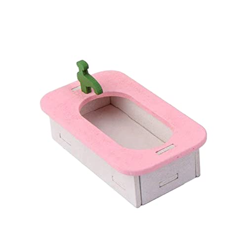 Juego De Baño De Madera En Miniatura, Muñeco De Muñecas Muebles De Madera Conjunto Silla Miniatura Cómoda Bañera Aseo Modelo Muñeca Muñeca Accesorios