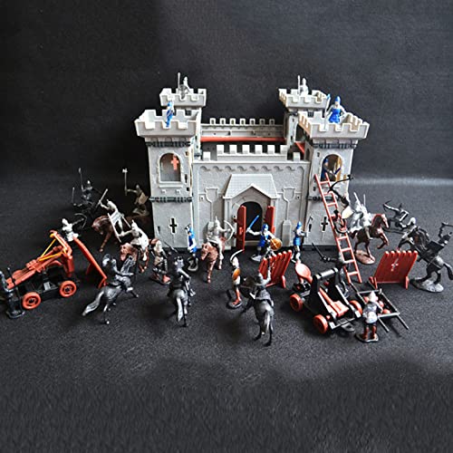 Juego de caballeros de castillo medieval, kit de modelo de castillos caballeros soldados, kit de construcción de figuras de juego de fortaleza, conjunto de modelo de castillo ensamblado DIY