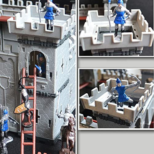 Juego de caballeros de castillo medieval, kit de modelo de castillos caballeros soldados, kit de construcción de figuras de juego de fortaleza, conjunto de modelo de castillo ensamblado DIY