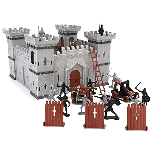 Juego de caballeros de castillo medieval, kit de modelo de castillos caballeros soldados, kit de construcción de figuras de juego de fortaleza, conjunto de modelo de castillo ensamblado DIY