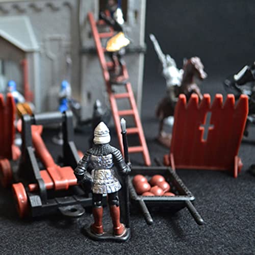 Juego de caballeros de castillo medieval, kit de modelo de castillos caballeros soldados, kit de construcción de figuras de juego de fortaleza, conjunto de modelo de castillo ensamblado DIY