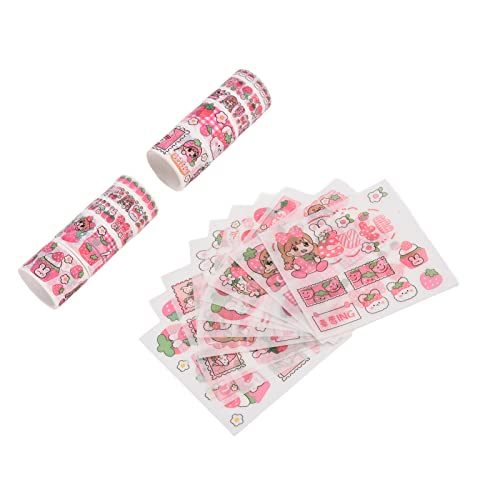 Juego de Cintas Washi de 10 Piezas, Juego de Adhesivos de Cinta Adhesiva Little Jelly Bean, Cinta Decorativa para álbumes de Recortes, Diarios, Decoración de Bricolaje Y(batido de Fresa)