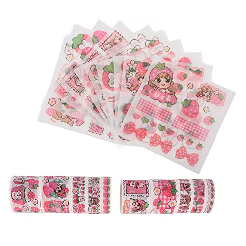 Juego de Cintas Washi de 10 Piezas, Juego de Adhesivos de Cinta Adhesiva Little Jelly Bean, Cinta Decorativa para álbumes de Recortes, Diarios, Decoración de Bricolaje Y(batido de Fresa)