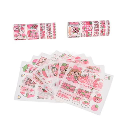 Juego de Cintas Washi de 10 Piezas, Juego de Adhesivos de Cinta Adhesiva Little Jelly Bean, Cinta Decorativa para álbumes de Recortes, Diarios, Decoración de Bricolaje Y(batido de Fresa)