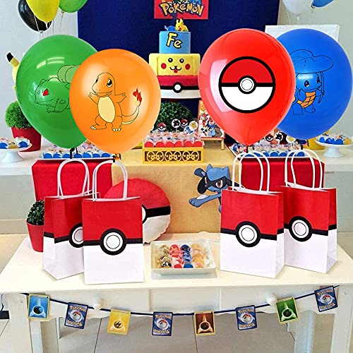 Juego de decoración para fiestas de cumpleaños, globos con texto "Happy Birthday", globos de Pokémon para niños