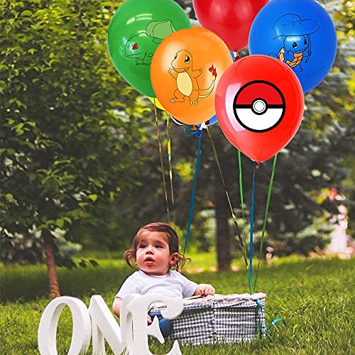 Juego de decoración para fiestas de cumpleaños, globos con texto "Happy Birthday", globos de Pokémon para niños