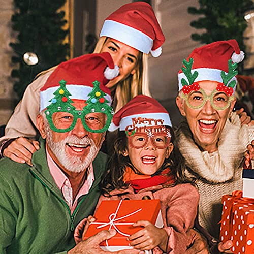 Juego de Fiesta de Navidad ​Traje,Juego de 6 gafas de Navidad y 6 gorros de Navidad, gafas divertidas, gafas de fiesta, decoración navideña.