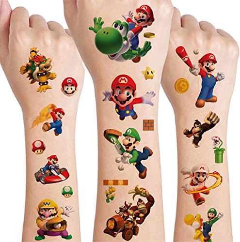 Juego de tatuajes temporales para niños, Super mario, 100 + piezas, 5 hojas, Paw Patrol, para niños, pegatinas, pegatinas para bolsas de regalo, regalos de cumpleaños para niños, niñas…