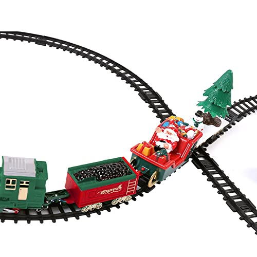 Juego de trenes navideños eléctricos, decoración de escenas navideñas Transporte ferroviario con pilas Ensamblar bloques de construcción grandes Juego de pistas Decoración de escritorio navideña ADSVM