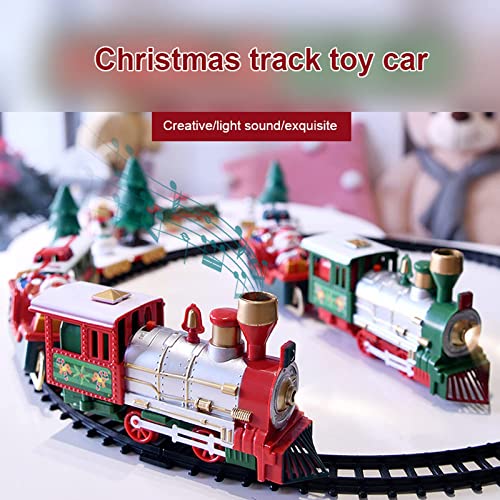 Juego de trenes navideños eléctricos, decoración de escenas navideñas Transporte ferroviario con pilas Ensamblar bloques de construcción grandes Juego de pistas Decoración de escritorio navideña ADSVM