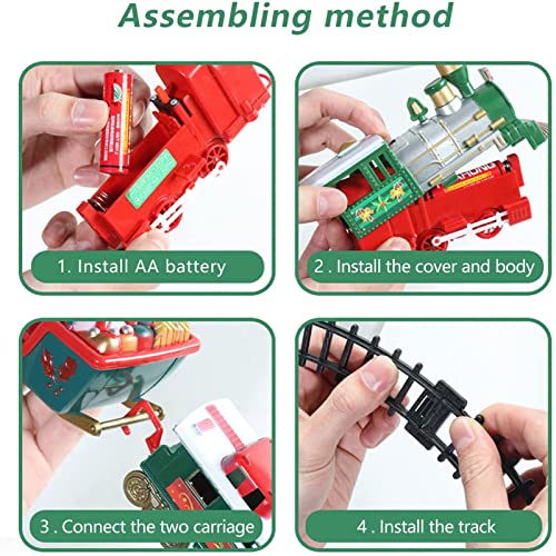 Juego de trenes navideños eléctricos, decoración de escenas navideñas Transporte ferroviario con pilas Ensamblar bloques de construcción grandes Juego de pistas Decoración de escritorio navideña ADSVM