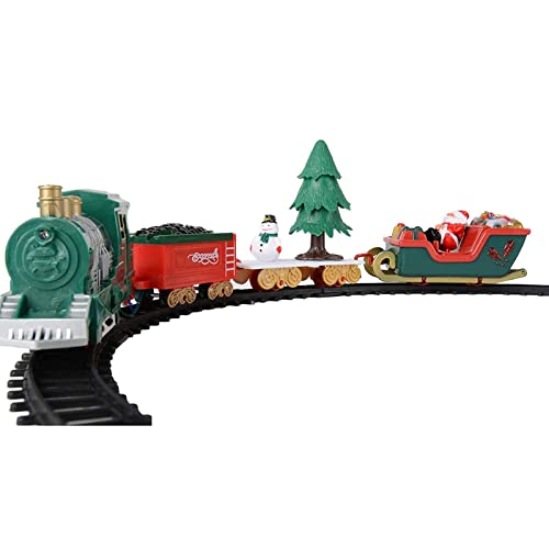 Juego de trenes navideños eléctricos, decoración de escenas navideñas Transporte ferroviario con pilas Ensamblar bloques de construcción grandes Juego de pistas Decoración de escritorio navideña ADSVM