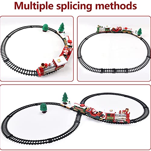 Juego de trenes navideños eléctricos, decoración de escenas navideñas Transporte ferroviario con pilas Ensamblar bloques de construcción grandes Juego de pistas Decoración de escritorio navideña ADSVM