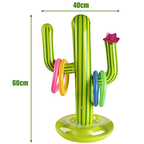 Juego Inflable de Lanzamiento, Juego Inflable con Anillos, Anillos Cactus Inflable, Anillo Hinchable para Nadar y Jugar en Piscina para Adultos y niños