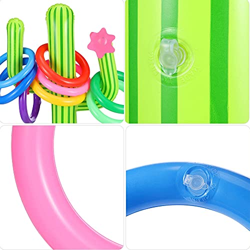 Juego Inflable de Lanzamiento, Juego Inflable con Anillos, Anillos Cactus Inflable, Anillo Hinchable para Nadar y Jugar en Piscina para Adultos y niños