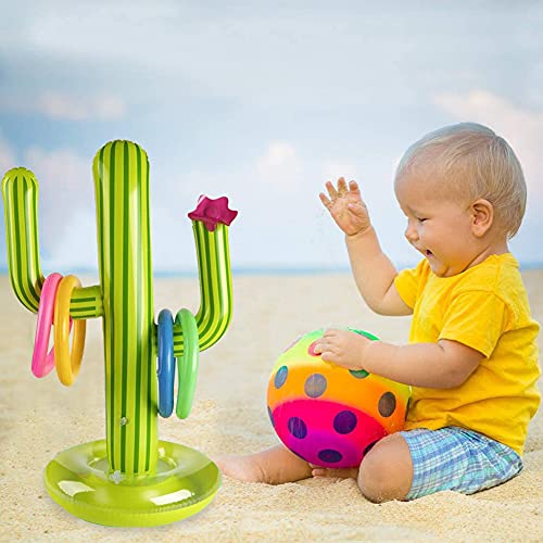 Juego Inflable de Lanzamiento, Juego Inflable con Anillos, Anillos Cactus Inflable, Anillo Hinchable para Nadar y Jugar en Piscina para Adultos y niños