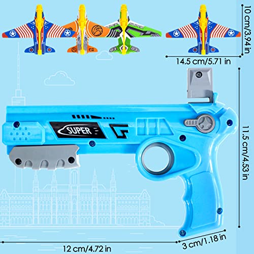 Juguete de avión catapulta de espuma para niños de 3 a 12 años (azul)